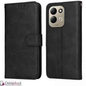 Dirbtinės odos atverčiamas dėklas su skyreliais - juodas (Xiaomi Redmi 17)